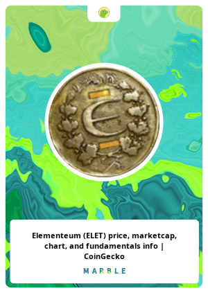 Elementeum (ELET) price, marketcap, chart, and fundamentals info | CoinGecko