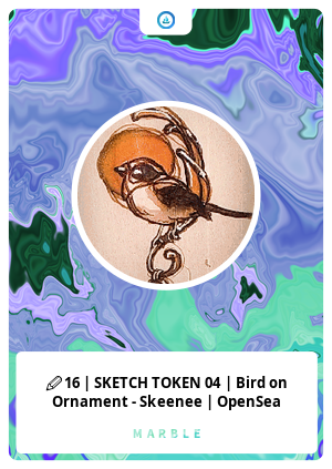 ✏16 | SKETCH TOKEN 04 | Bird on Ornament - Skeenee | OpenSea